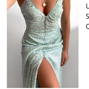 Blue printed midi dress